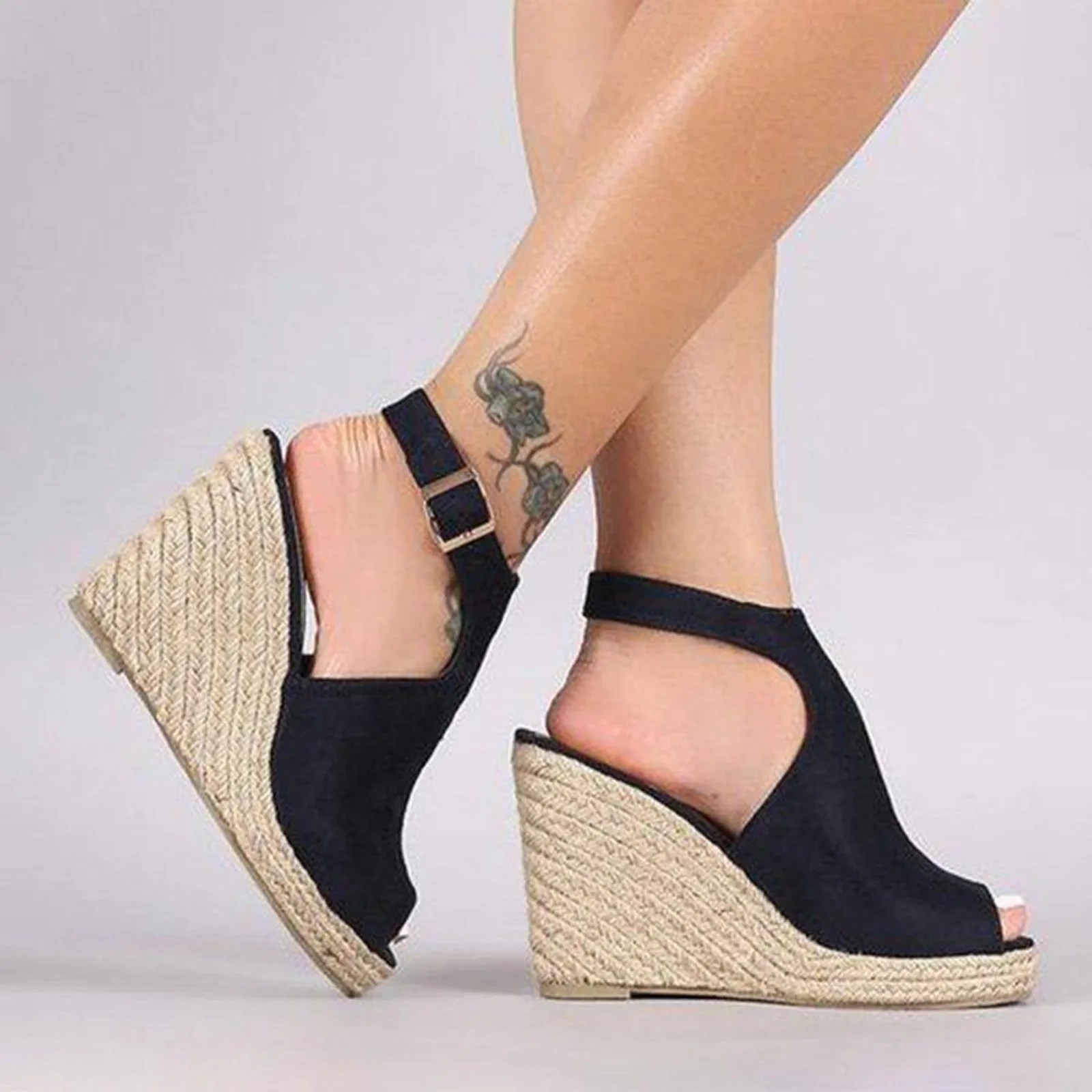 Heeled Sandals for Women Summer 2024 Espadrilles Women Sandals Peep Toe Buckle Strap Platform Slingbacks Shoes New Sandalias