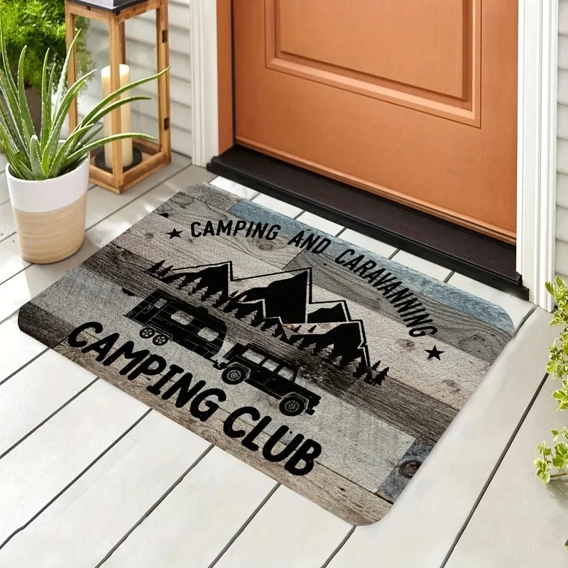 VIKAMA Happy Camper Non-slip Durable Doormat for RV Outdoor Entrance Home Decor