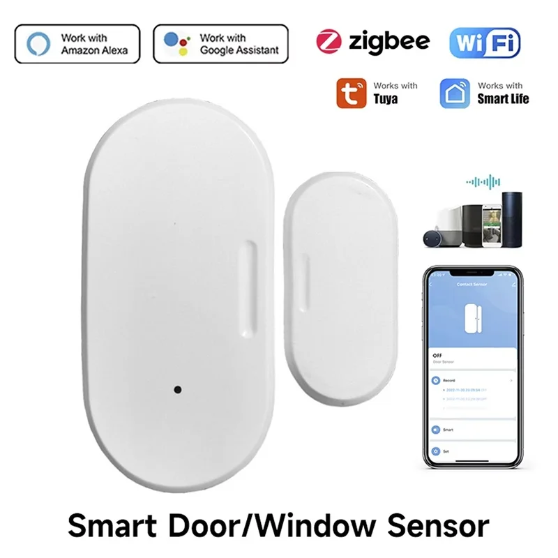 Zigbee Door Window Sensor Open Close Detector Smart Home Security Alarm Burglar Door Sensor Work With Alexa Smart Home Assistant