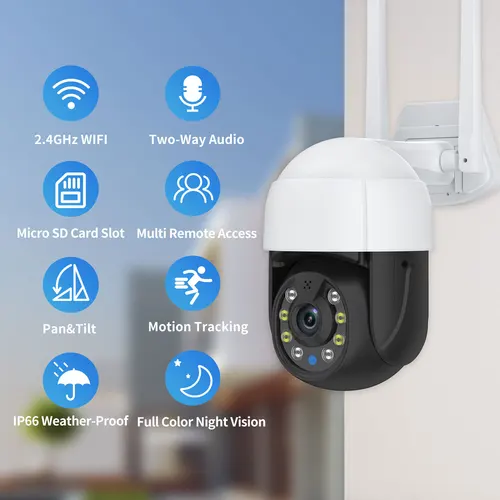 Imagen 2 del producto Cámara IP PTZ domo de velocidad Tuya de 5MP, seguimiento automático para exteriores, cámara inalámbrica WIFI, cámara CCTV P2P, vigilancia con detección IA a todo Color