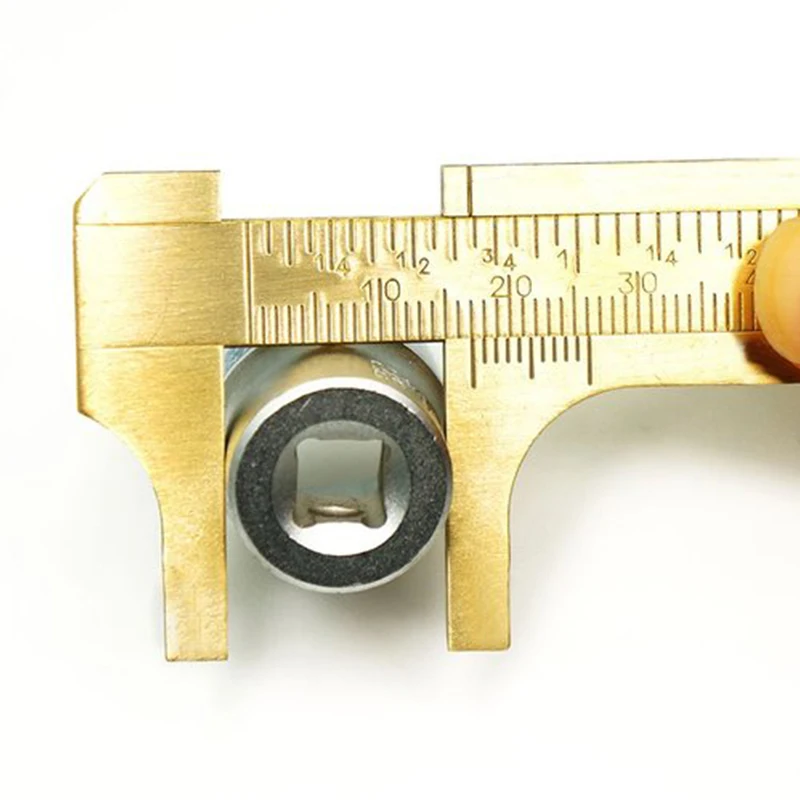 Two Scale Solid Brass Vernier Caliper 100mm Non-magnetic Pocket Size Sliding Gauge Brass Caliper for Bead Wire Jewelry Measuring