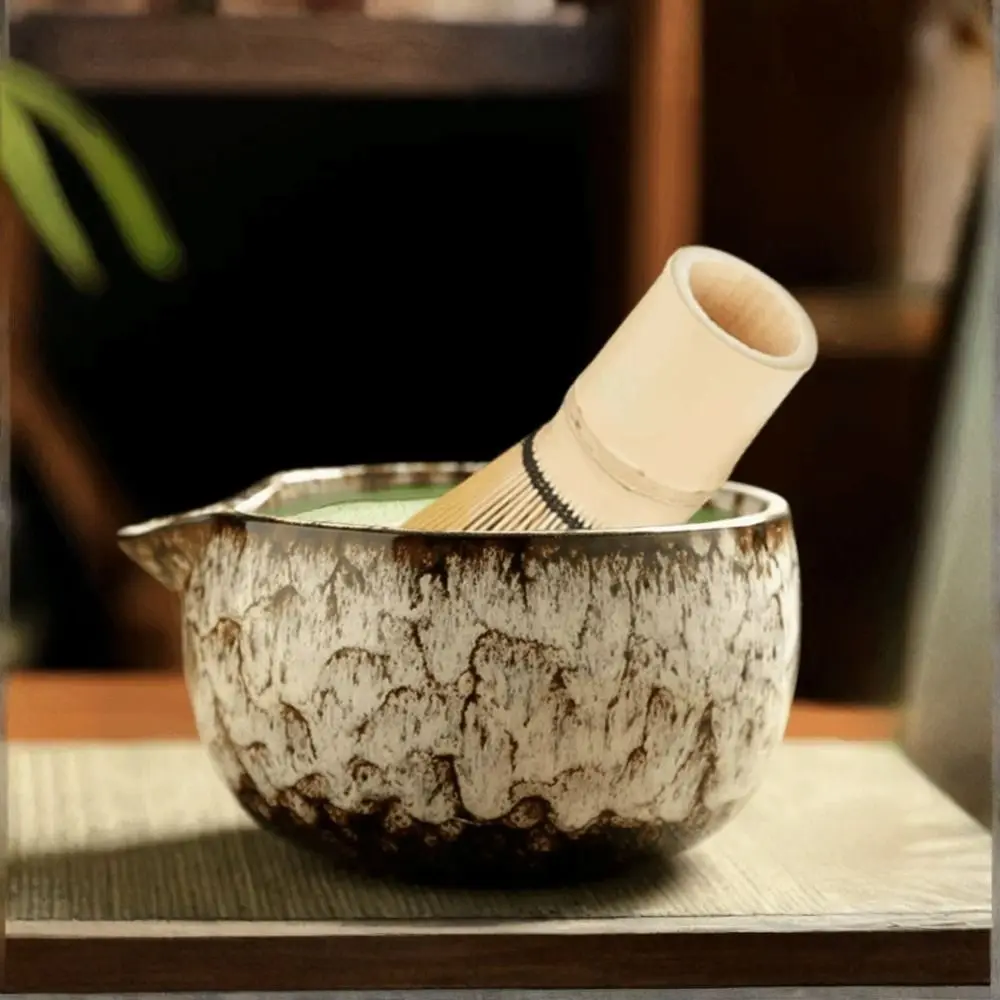 6 Piece/Set Ceramic Japanese Matcha Tea Set Colored Glaze Technique Kiln-change Color Matcha Whisk Kit Vintage