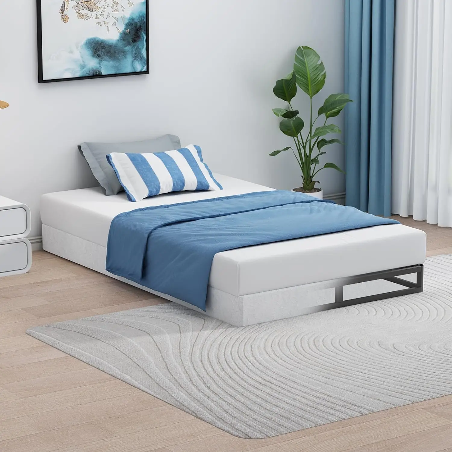 صندوق توأم زنبركي 5 بوصة صندوق زنبركي للسرير المزدوج، 2000 رطلًا مرتبة معدنية شديدة التحمل مع غطاء قماشي سهل التنظيف #5