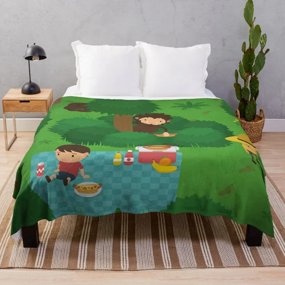 

Sneaky Sasquatch Picnic Throw Blanket Camping Hairy For Sofa Thin Bed Blankets