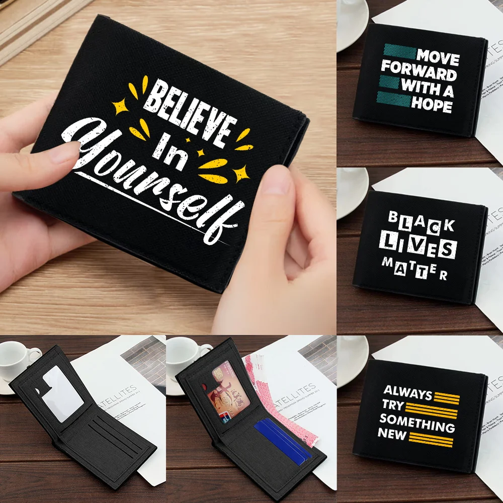 Casual Wallet Moneybag Simple and Durable High-quality Foldable Phrase  Series Black Clutch Bag Coin Pouch Id Card Holder