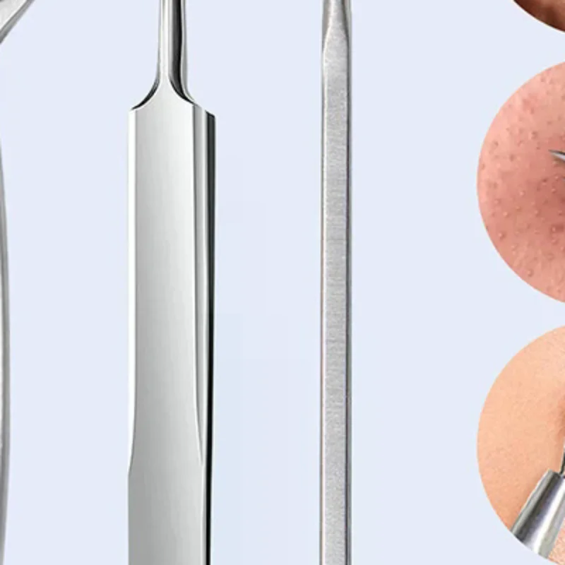 ダブルヘッドにきび除去ツールステンレス鋼にきびにきび皮脂除去顔の傷抽出ツール顔のスキンケア用