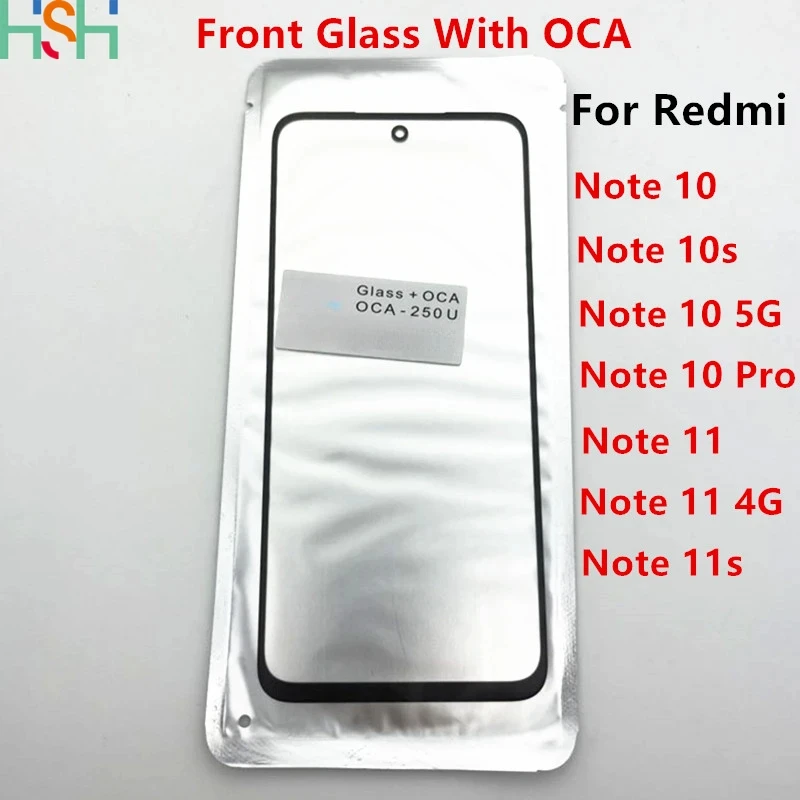 Front Outer GLASS + OCA LCD Lens For Xiaomi Redmi Note 11 11s 10s 4G Note 10 Pro Max 5G Touch Screen Panel