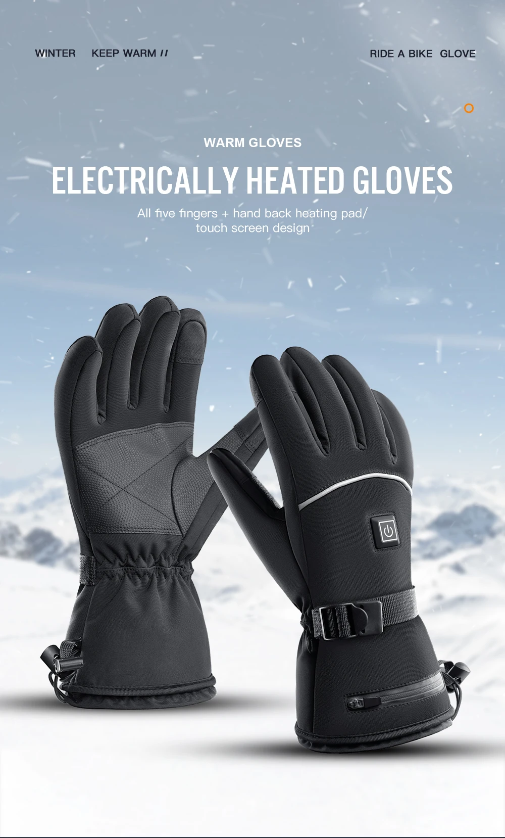 Winter Elektrisch Beheizte Handschuhe für Männer und Frauen, Wiederaufladbare Selbstheizende Motorradhandschuhe, Ski-, Kletter- und Wanderhandschuhe, Handwärmer – Detail 1