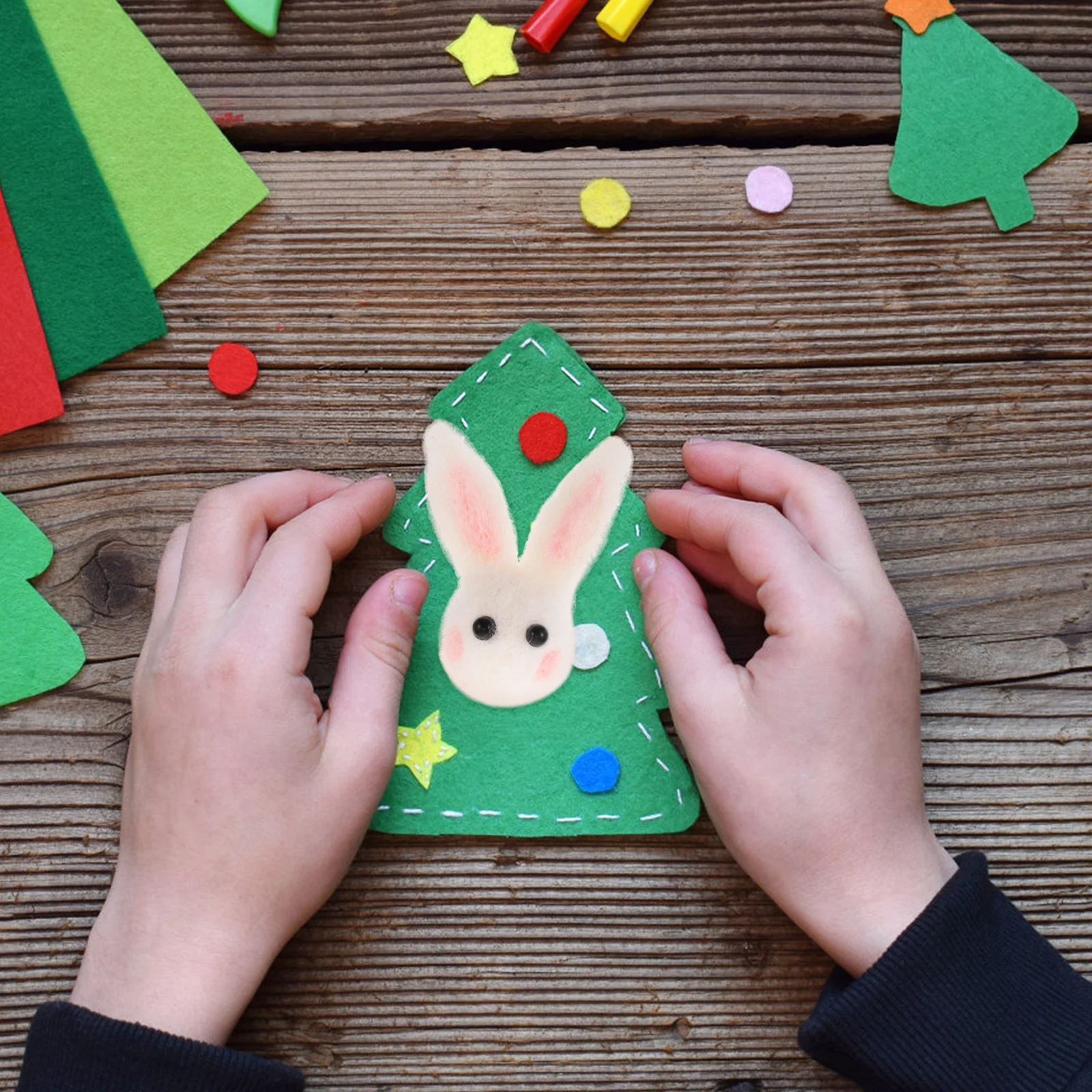 

5 Pcs Rabbit Felt Crafts Home Decor Bunny Tabletop Decoration Cute Figurine Diy Statue Keychain Pendant Stuff Chinese New Year