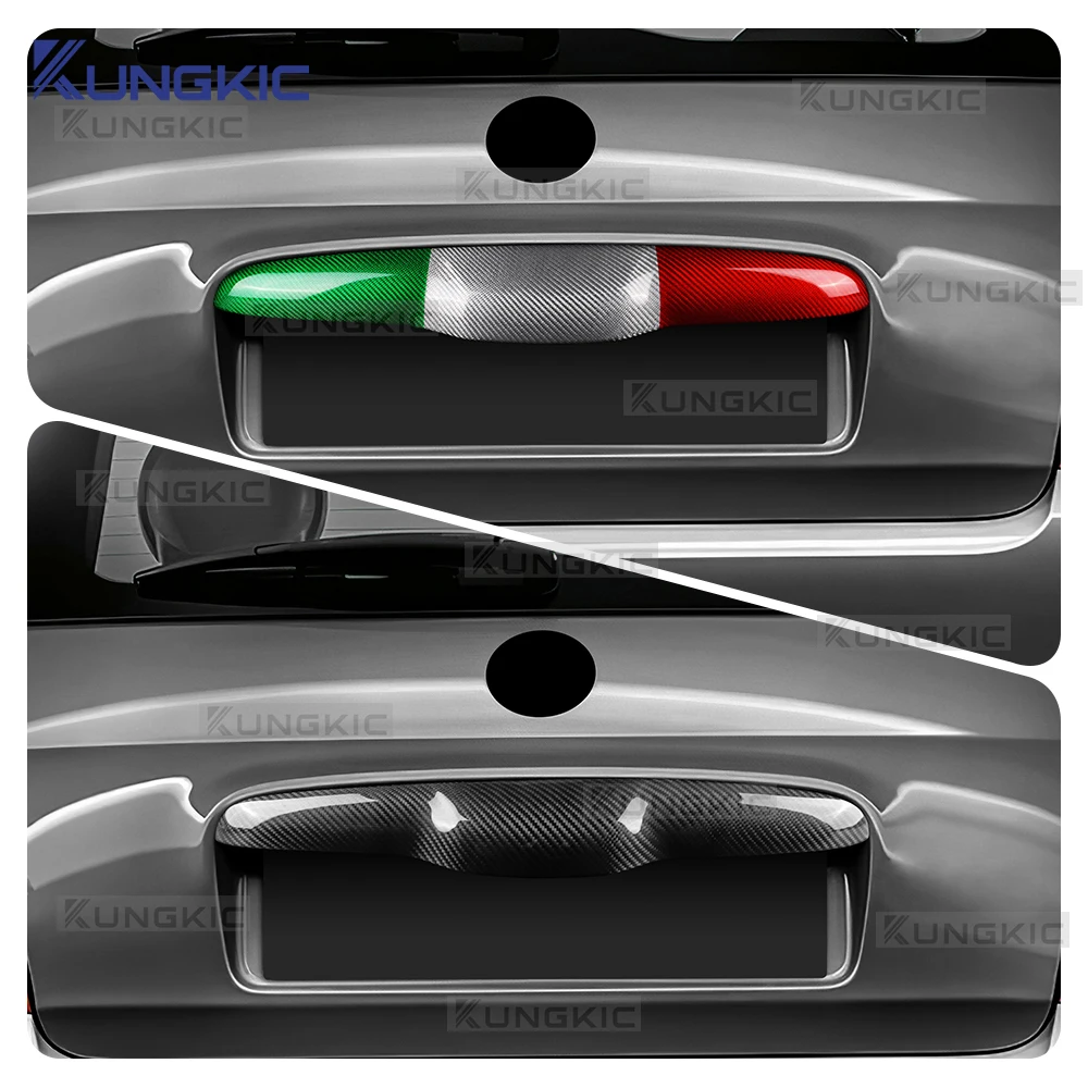 

Для Fiat 500 08-24 Abarth 595 2012-2024 Abarth 695 2010-2024 настоящая жесткая трехцветная наклейка из углеродного волокна, задняя крышка багажника автомобиля, задняя дверь