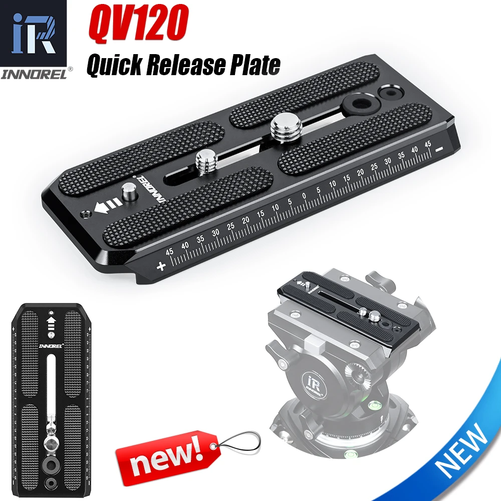 

INNOREL QV120 Quick Release Plate Compatible with Manfrotto 501PL Series Video Fluid Head, with 1/4" and 3/8" Screws,50mm Width