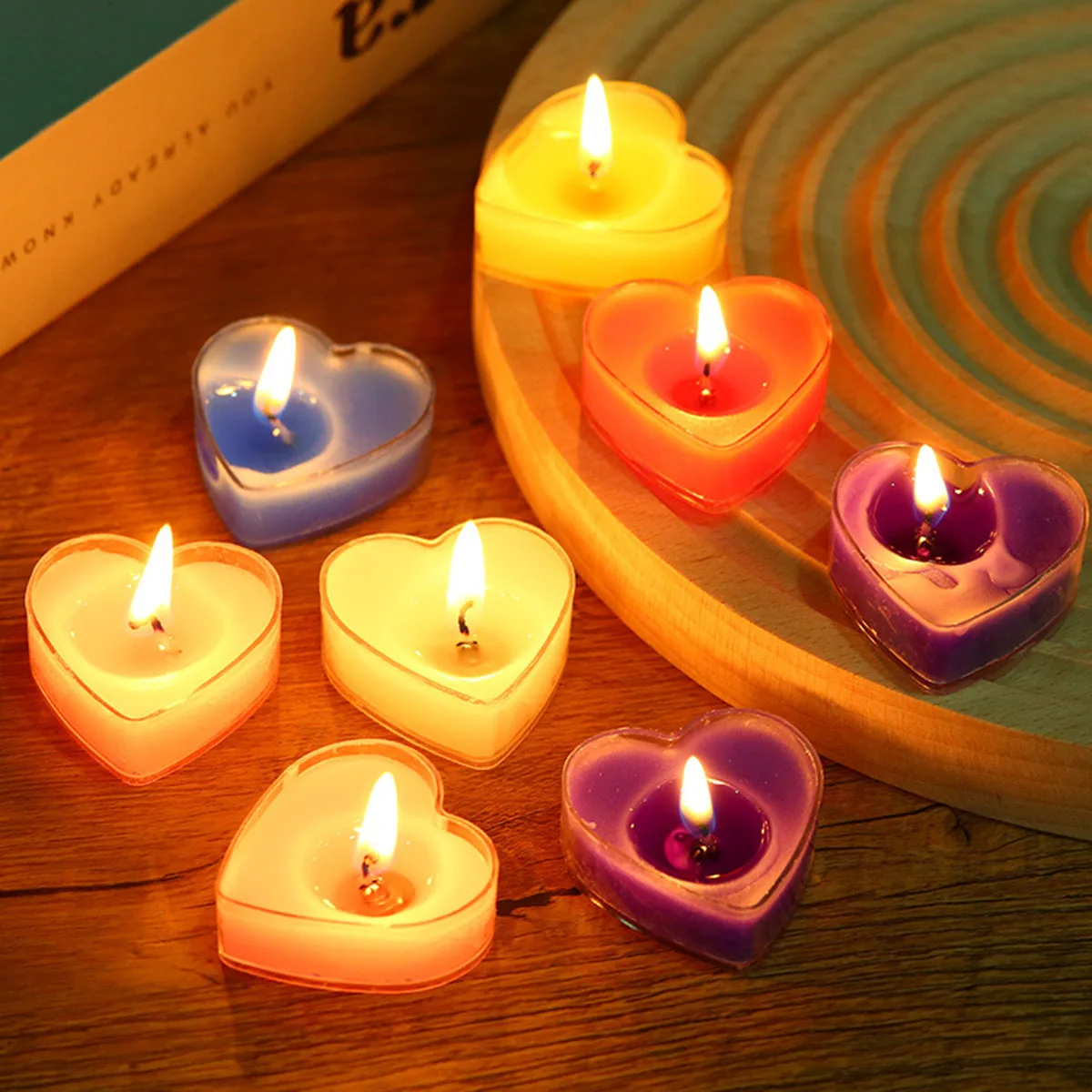 9PCS Valentine's Day Romantic Proposal Confession Tea Wax Exquisite Heart shaped Candles Ins Graphic Small Candles