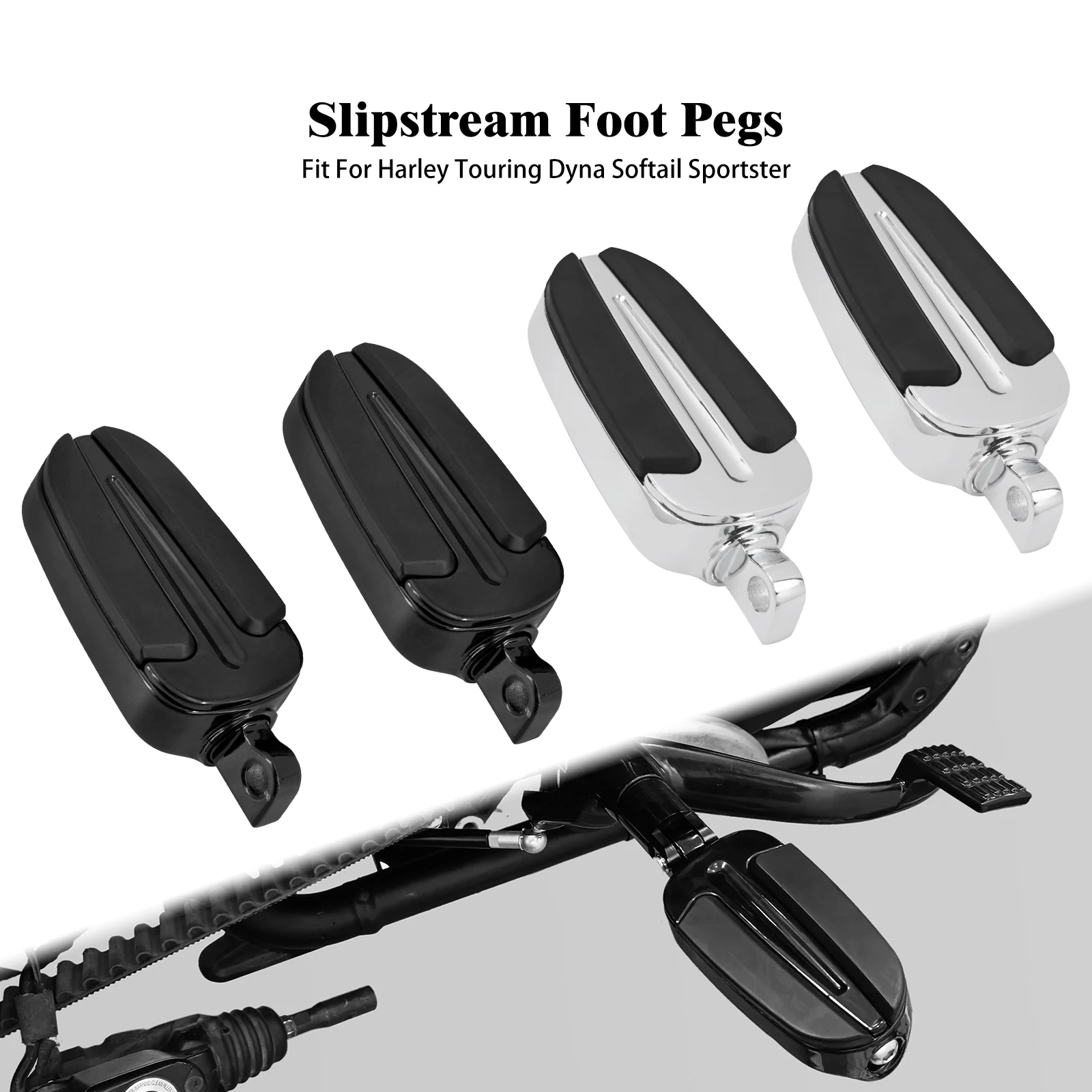 

Motorcycle Footpegs Slipstream Footrest Male Mount Pedal For Harley Touring FLTRX FLH Softail Fat Bob Dyna Sportster XL 883 1200