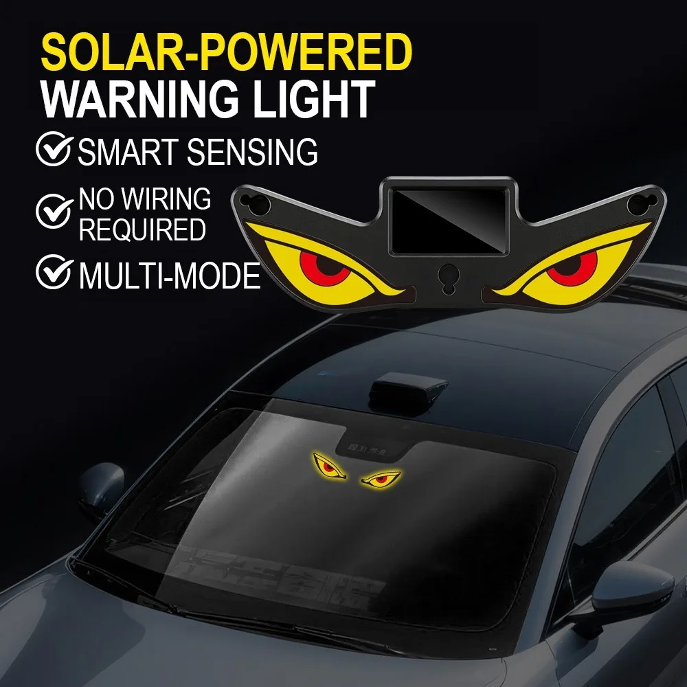 Solar Powered Car Neon Light Wireless Led Ambient Atmosphere Lamp Suction Cup USB Rechargeable Demon Eye for Auto Decor