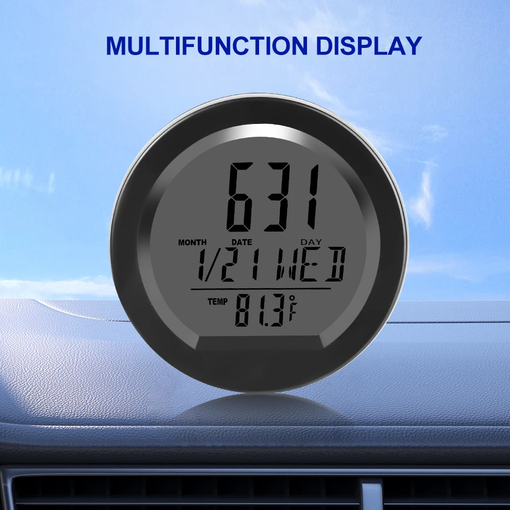 Solar Power Car Clock Thermometer Automatic Switch with Backlight Smart Vehicle Truck Interior Temperature Monitor Auto Clock view 4