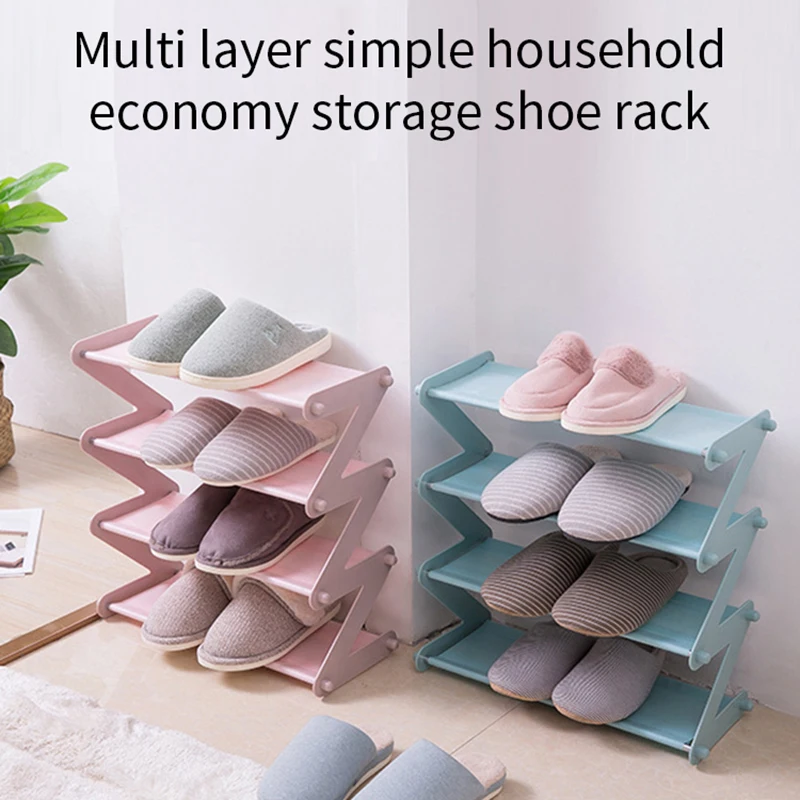 

4-layer Z-Shaped Shoe Rack, Household Shoe Storage Artifact, Dormitory Multi-Layer Assembly Shoe Rack Shoemaker Organizer