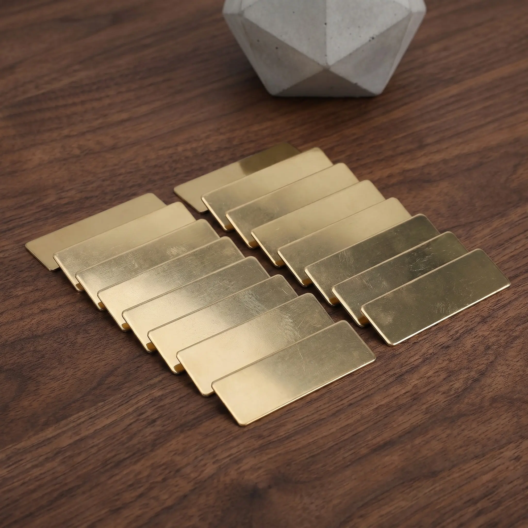 20Pcs Stainless Steel Name Plates Golden Engraving Blanks Smooth Metal Tags for Custom Employee Badges Equipment