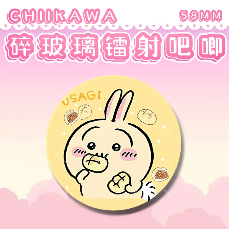 

58MM Anime Cartoon Chikawa Costumes Badge Cute Expression Bag Laser Badge Brooch Backpack Pendant Decorations Gifts for Girls