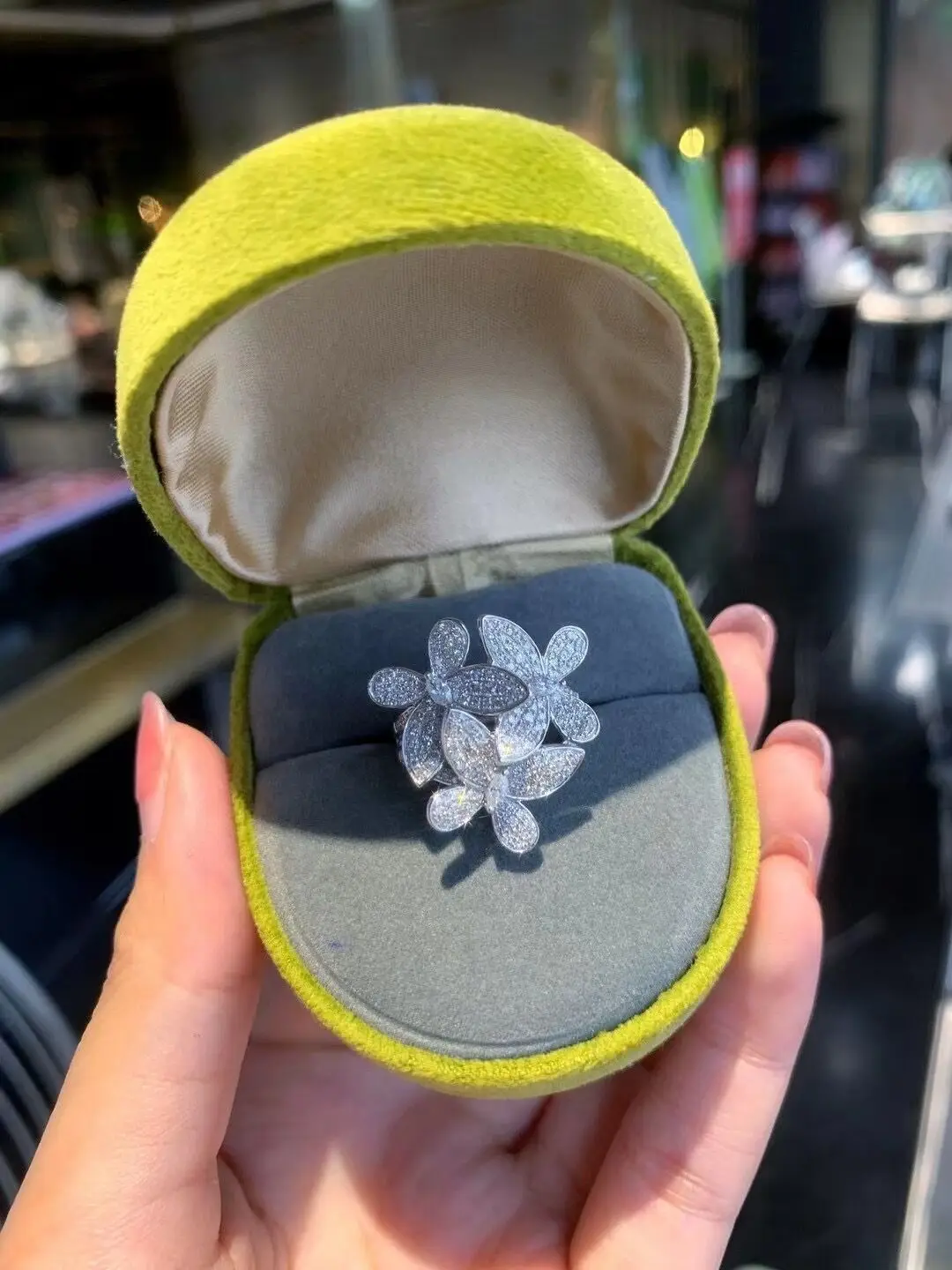Women's 925 Silver Sunflower White Zircon Ring