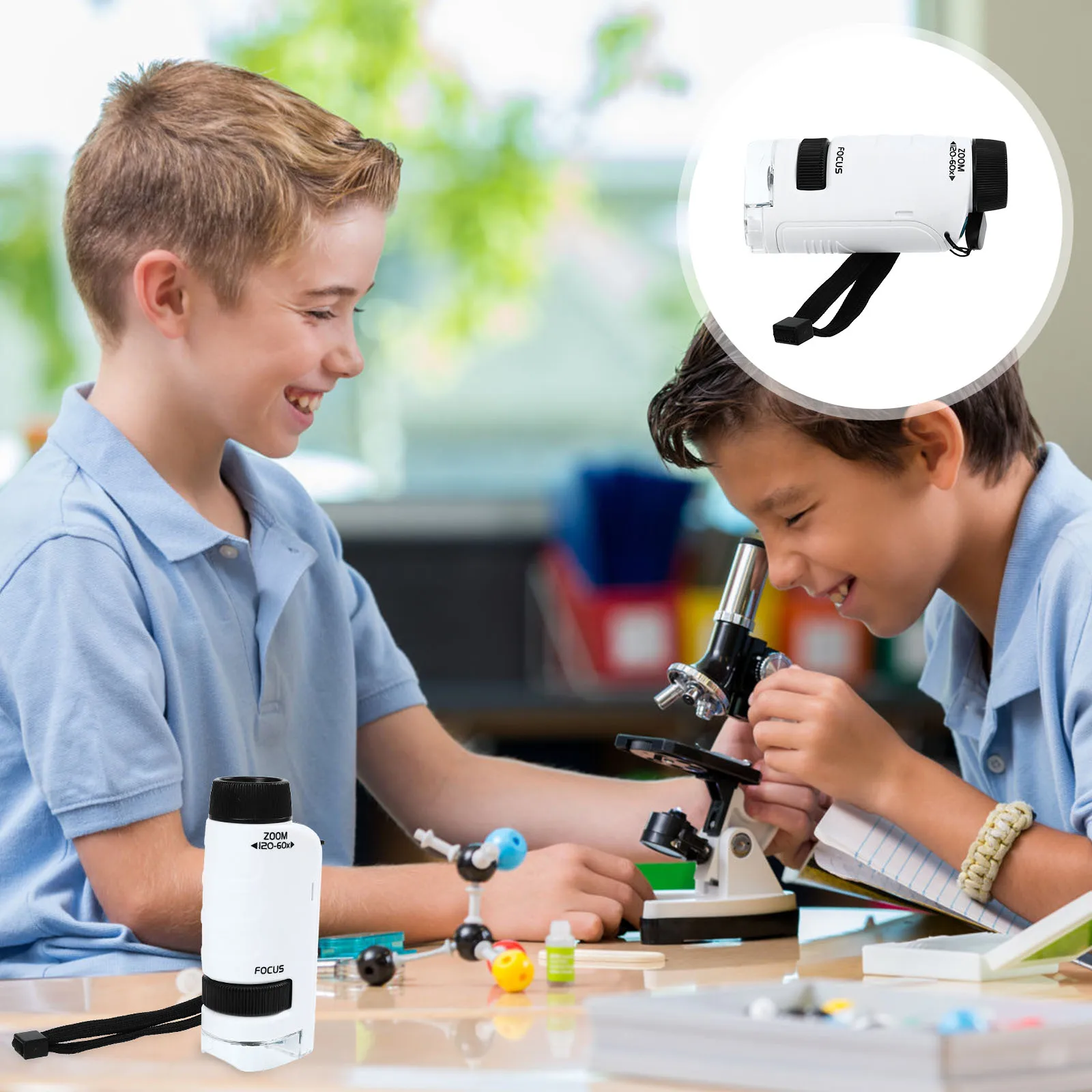 

1 Set Portable Kids Microscope Educational For Children Science Learning Explore Insects Plants Light Weight Easy Carry Gift