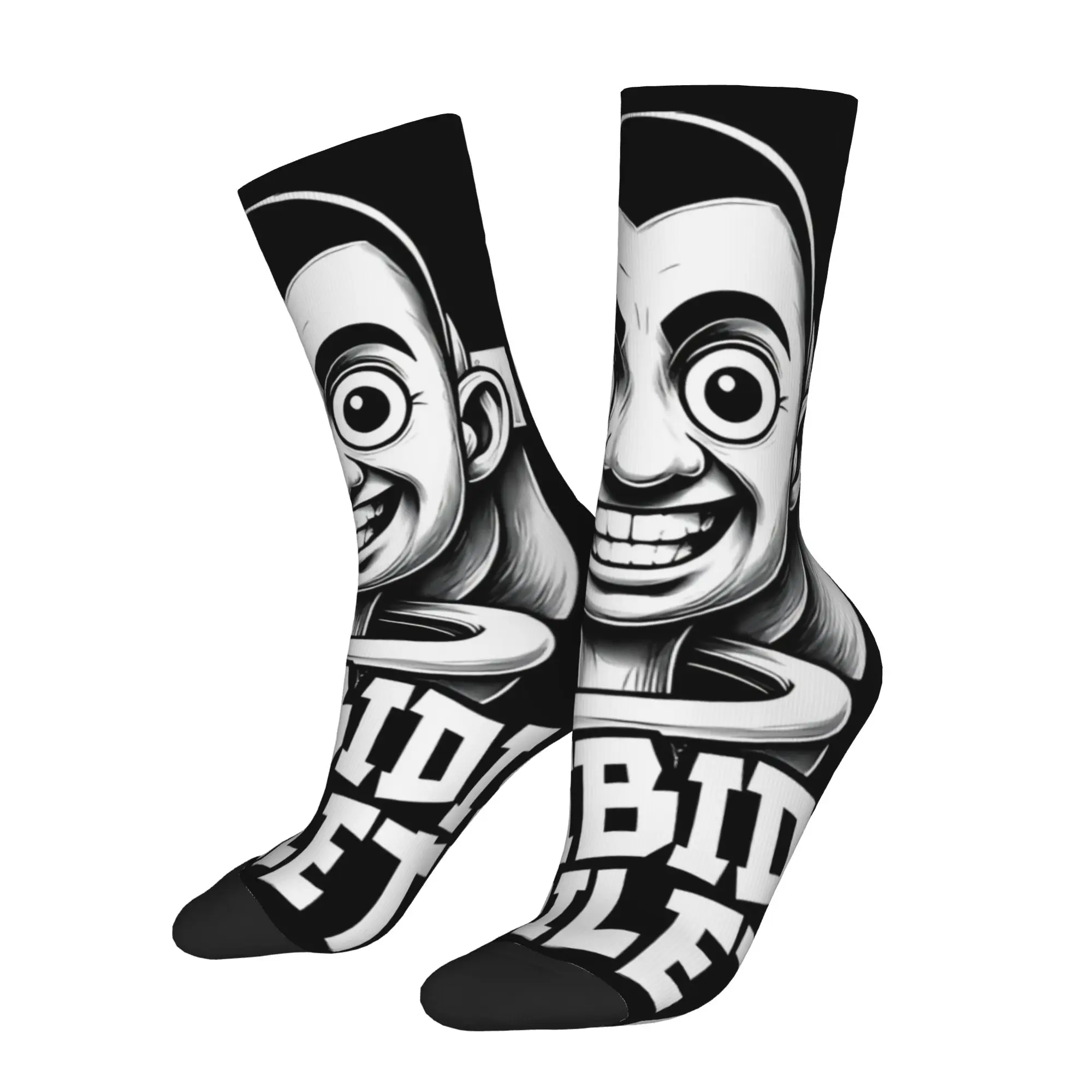 

1 Pair Funny Sock Skibidi Toilet Black And White Hip Hop Quality Pattern Printed Men Crew Socks Novelty Men's Socks