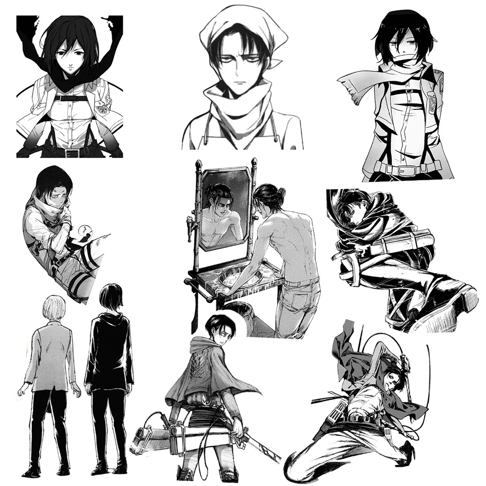 10/30/70pcs Cool Cartoon Attack on Titan Anime Stickers Black White Graffiti Decal DIY Notebook Helmet Phone Japan Manga Sticker