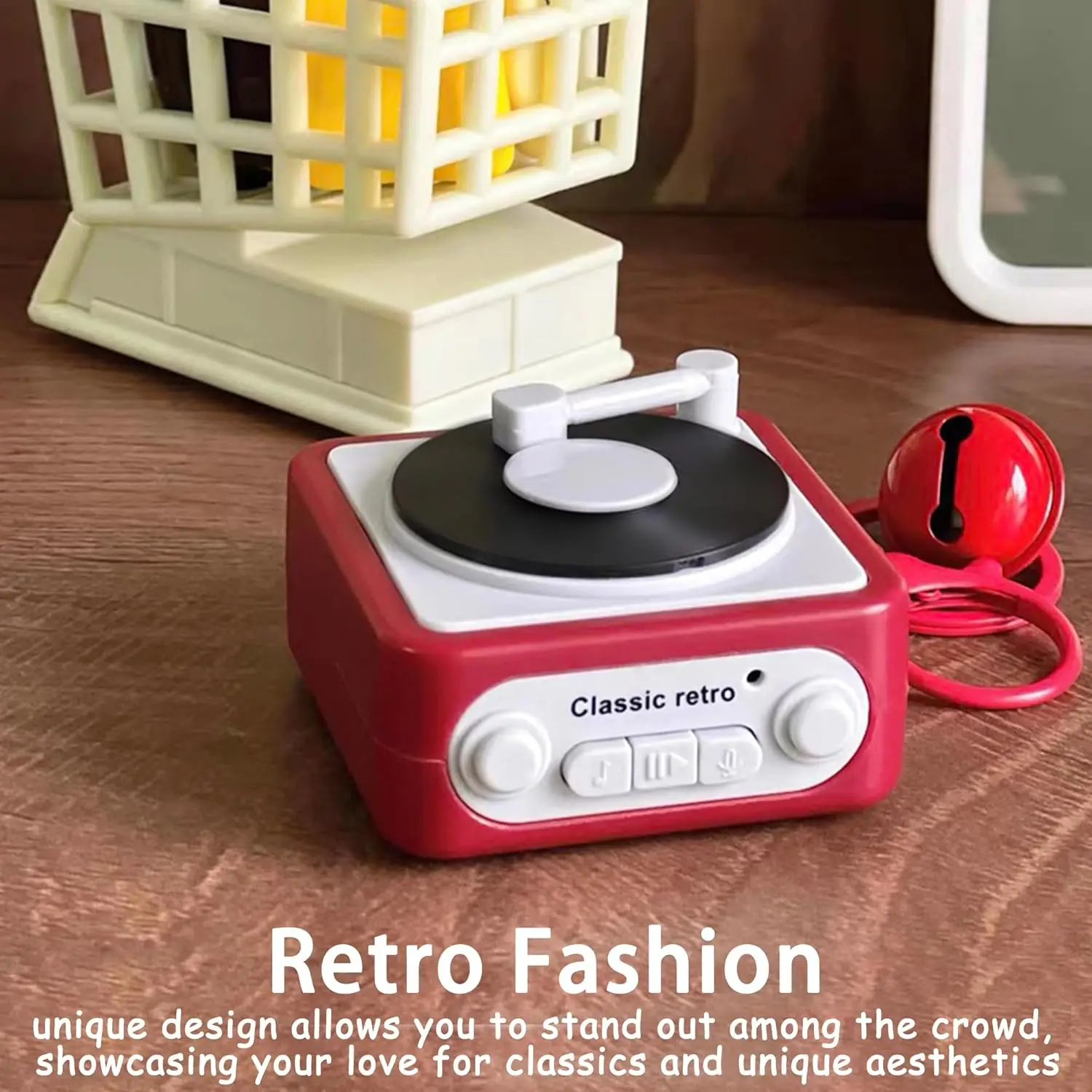 2025 Retro Record Player Keychain Mini Phonograph Can Record Toy Bag Pendant Creative Decompression Small Gift Music Enthusiasts