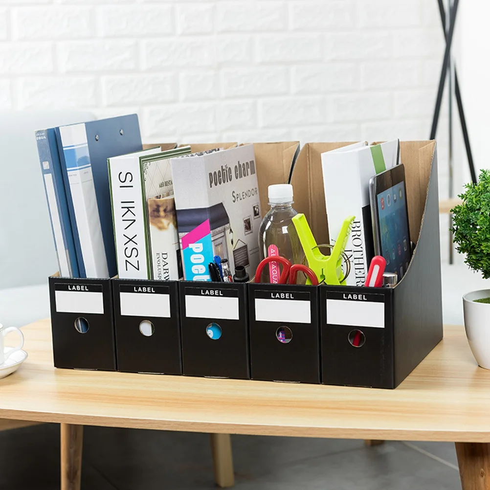 5 pcs File Storage 26X9Cm Paper Desk Organizer For Magazine Document With Labels File Box Folder Organizer Magazine Holder