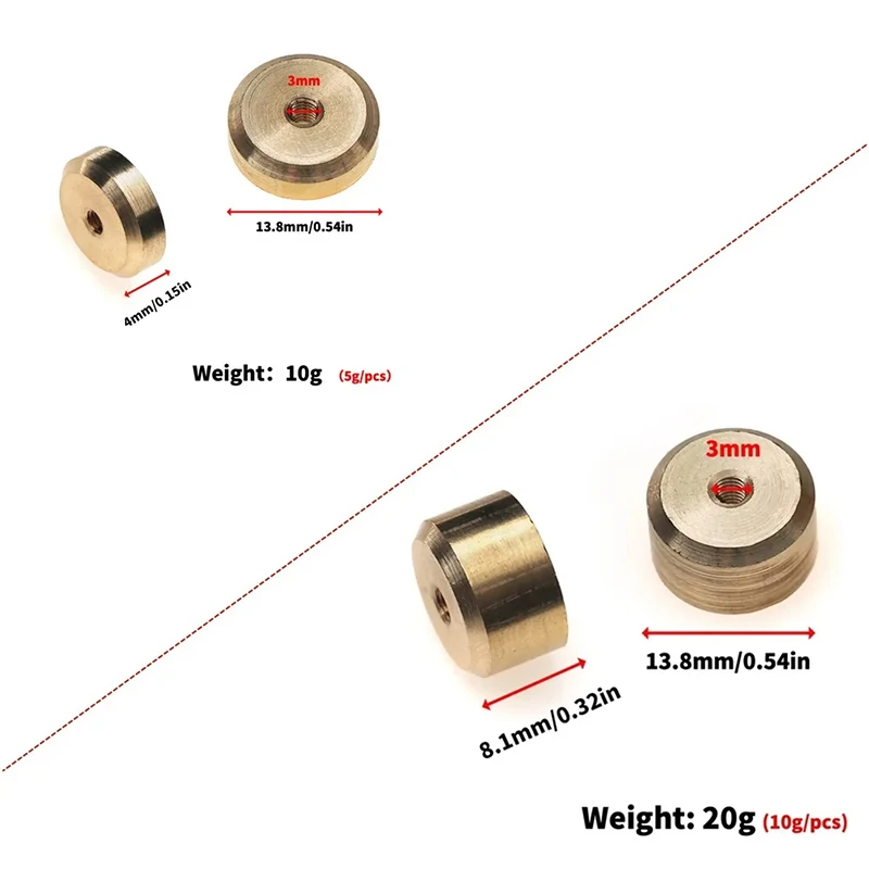 2pcs 5g/10g Brass Chassis Weight Balancer Counterweight for Tamiya HSP Kyosho Sakura YOKOMO RC Drift Touring Car Upgrade Parts