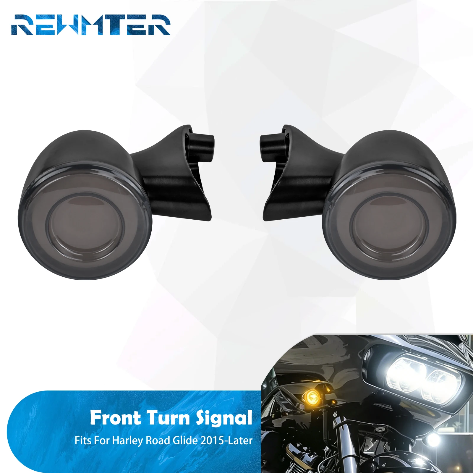 Motorcycle Front Amber Turn Signals LED Light Running Indicator Lamp 3 Wires Black For Harley Touring Road Glide FLTRX 2015-UP