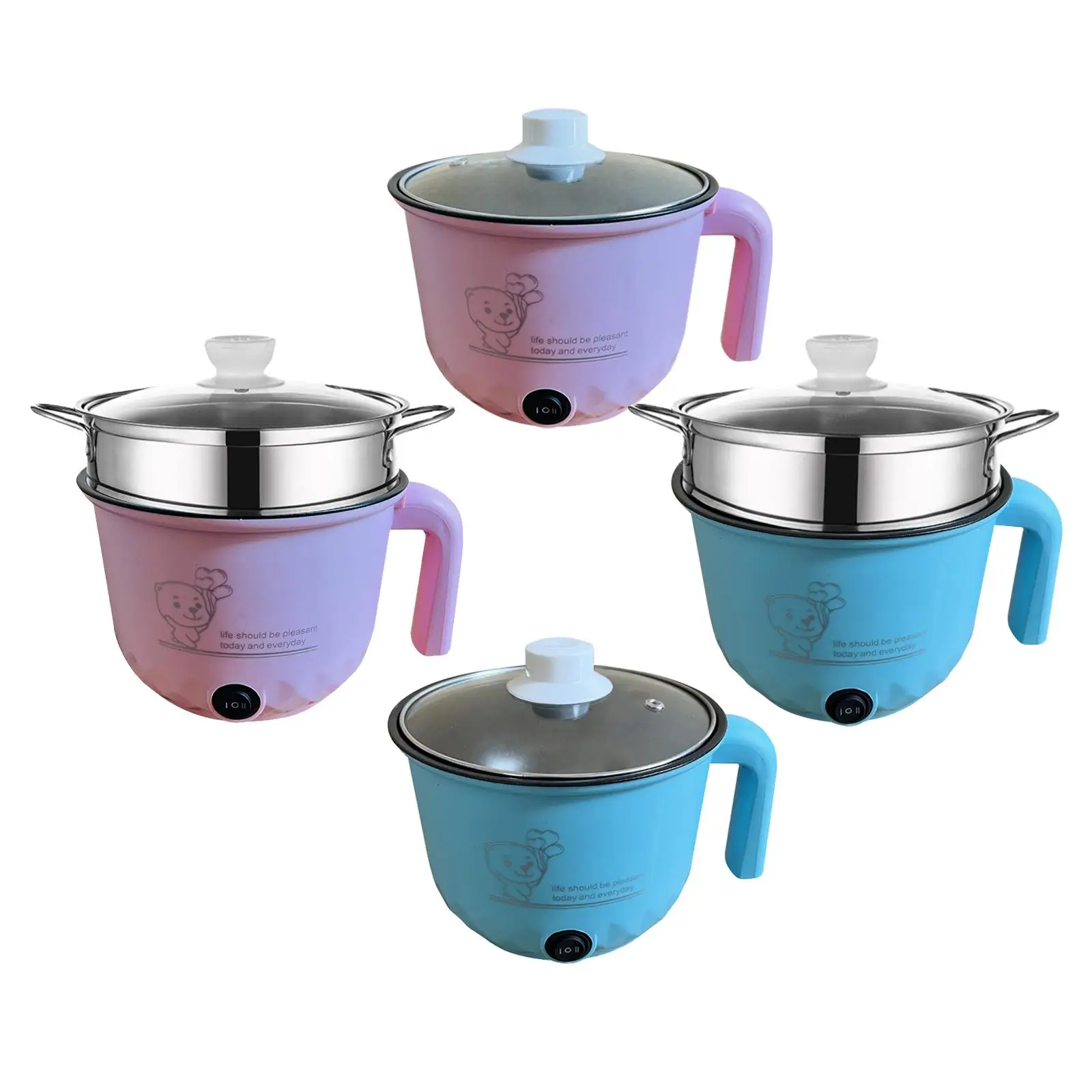 Mini Hot Pot Nonstick Household Noodles Cooker 2 Gear Multipurpose Kitchen Cooking Appliances for Eggs Ramen Oatmeal Fry Noodles