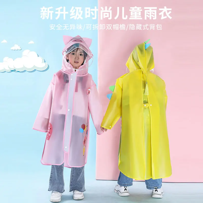 

Children's Raincoat Waterproof Poncho Kids Raincoat Rain Covers Fashion Boys Girls Students with Bag Location Poncho Long