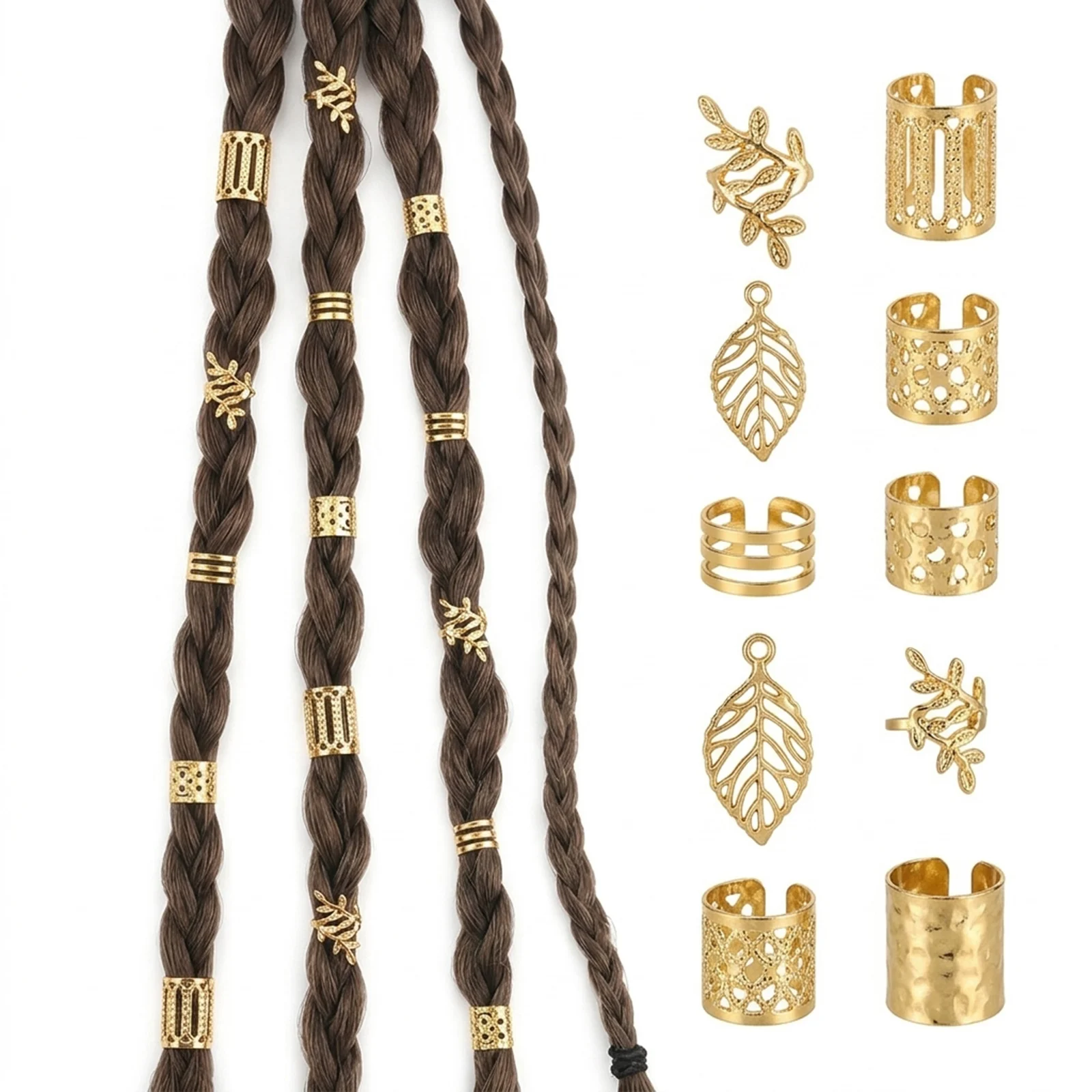 DIY Wig Accessories Dreadlock Rings Rust-proof Hair Jewelry for Braids Decoration Lightweight Iron Hair Beads Ornaments