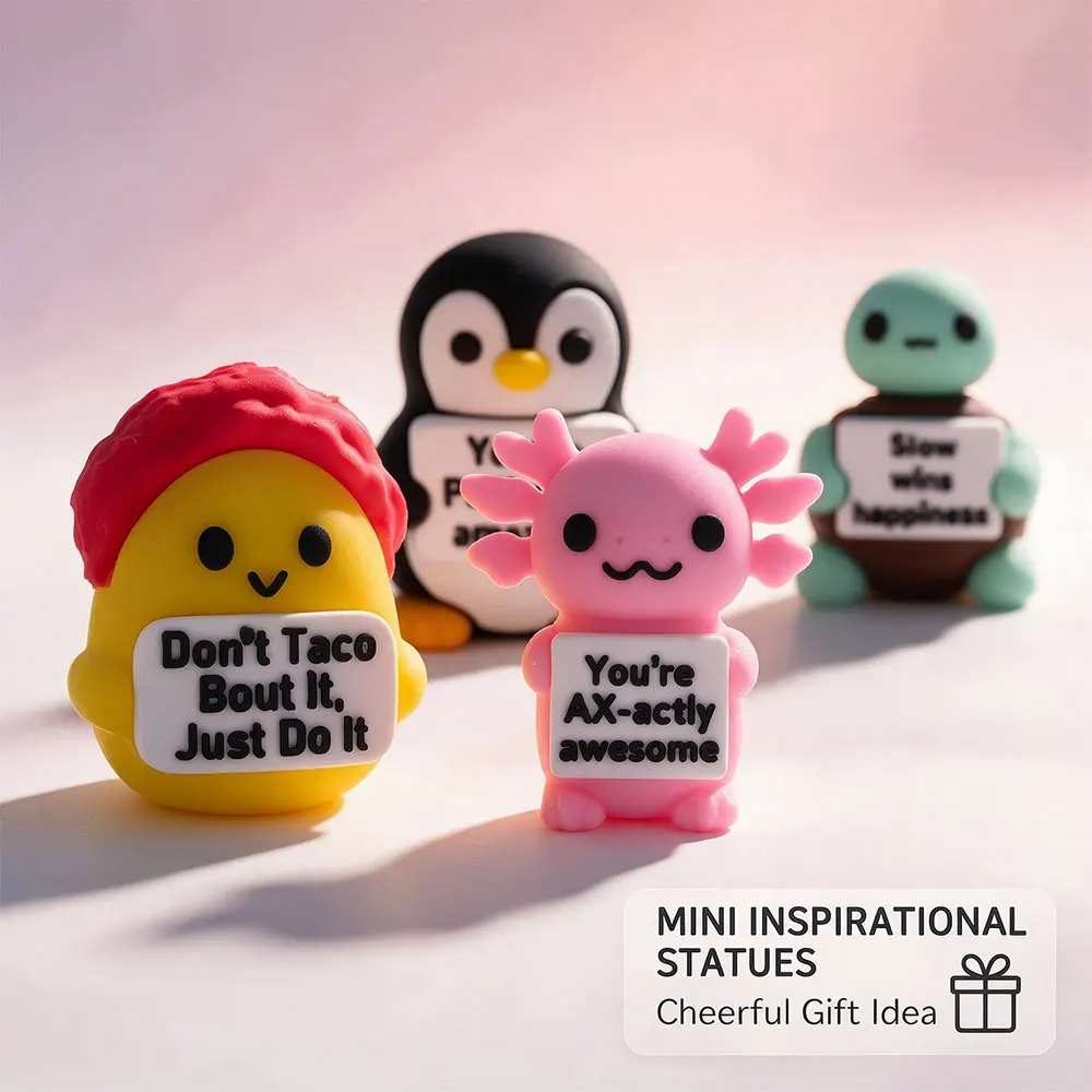 Cute Mini Motivational Figurines Soft PVC Rubber Toys Aesthetic Room Desk Decor Encouragement Gifts for Kids Women Christmas