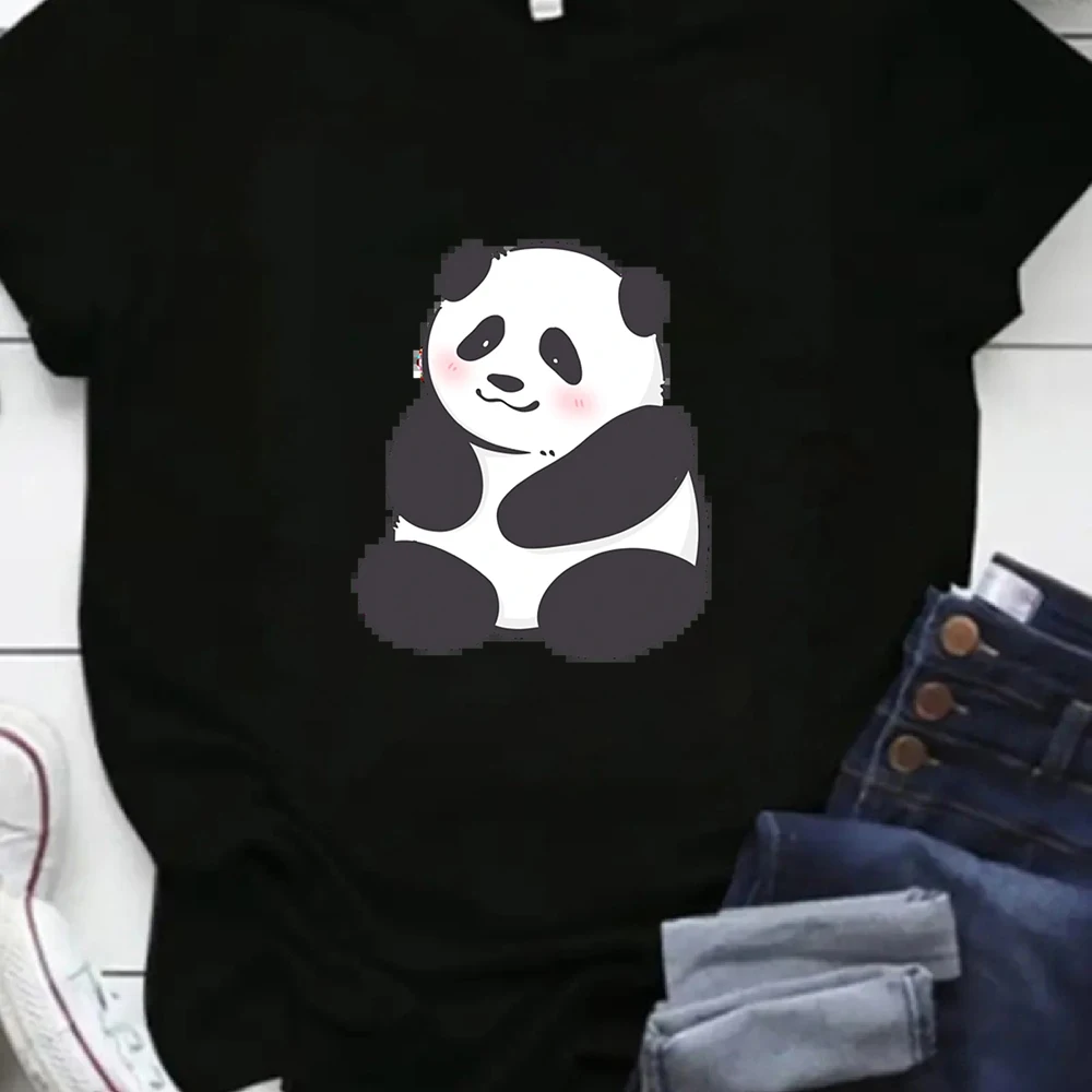 Cute Kawaii Panda TShirt Cartoon Sitting Panda Print Casual Short Sleeve Tee for Men Women Panda Lover Gift Graphic T Shirts