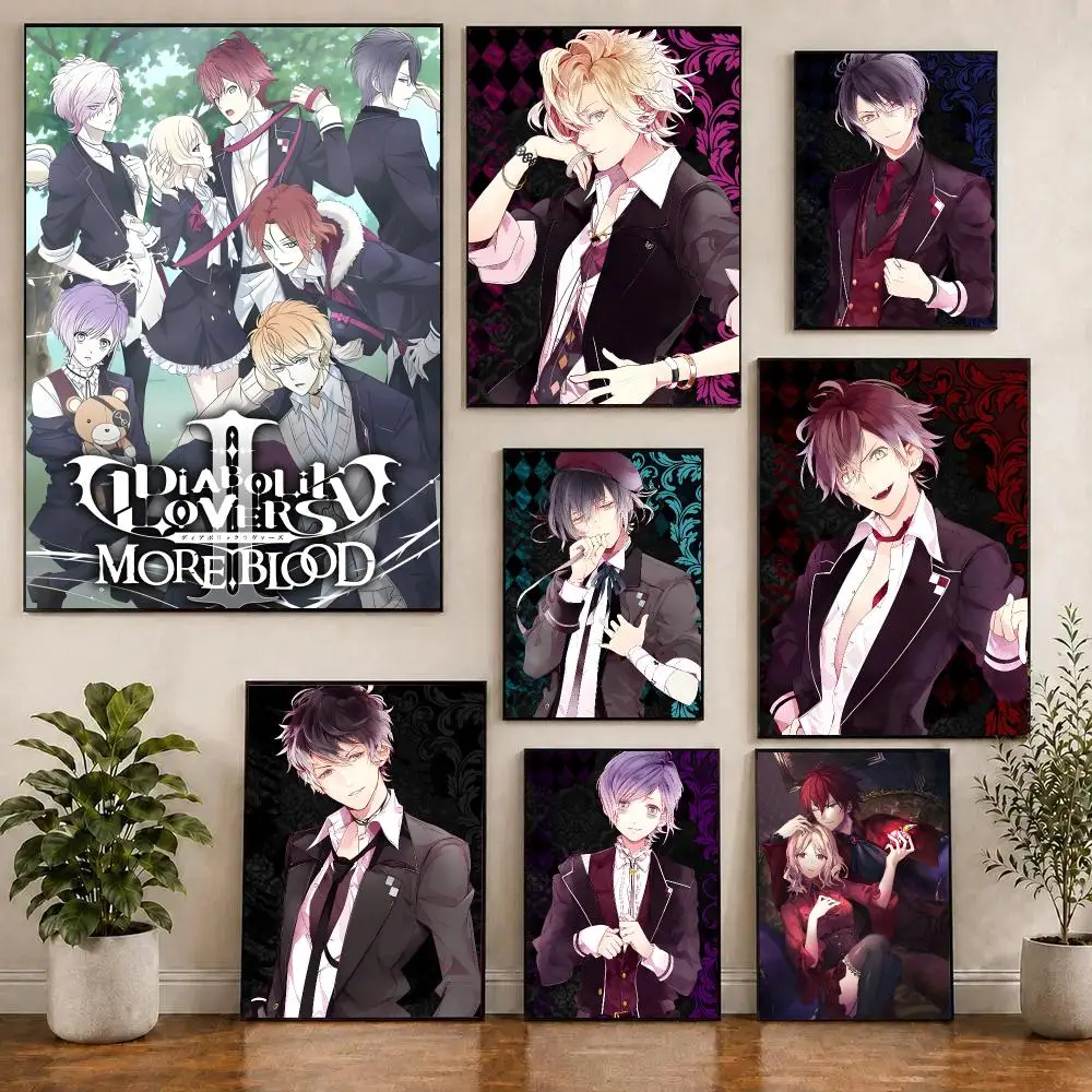 D-Diabolik L-Lovers Video Game Poster Self-adhesive Living Room Bedroom Party Bar Decor Moisture-proof Fade-resistant HD