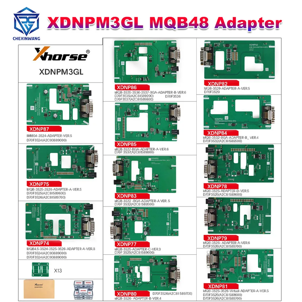 

Xhorse XDNPM3GL MQB48 адаптер без пайки, полная упаковка, 13 шт. для Multi-Prog, для VVDI Prog, для VVDI Key Tool Plus