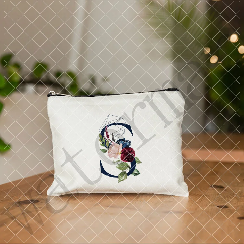 Bolsa de maquillaje para mujer, bolsa de cosméticos con monograma de dama de Honor, bolsa de lona con cremallera, regalo de fiesta de despedida de soltera y boda para vacaciones