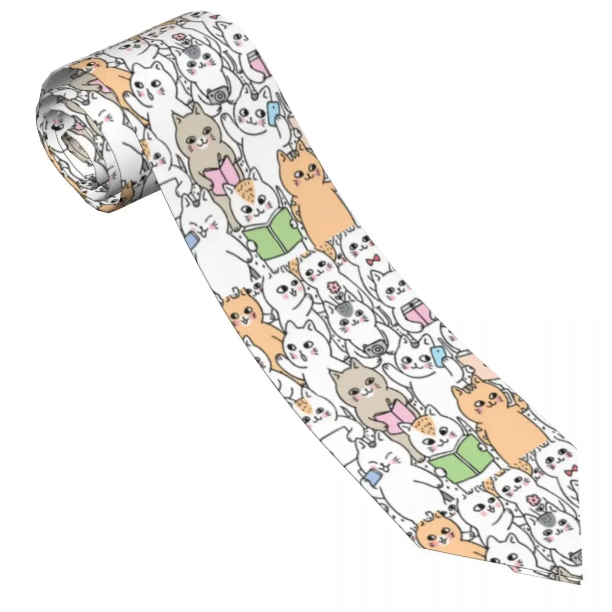 Cartoon Cute Cats Tie Doodle Lifestyle Cosplay Party Neck Ties Men Funny Necktie Accessories Great Quality Graphic Collar Tie