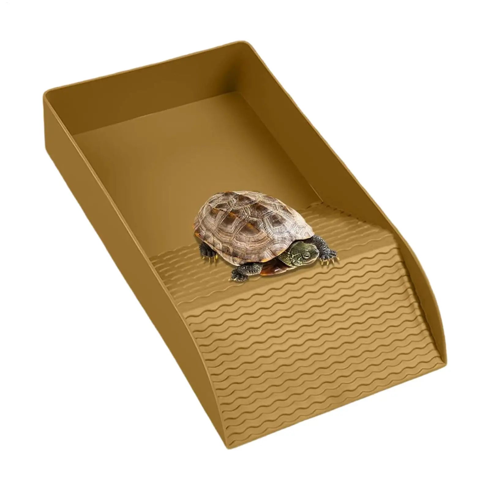 Schildkröten-Tauchbecken mit Sonnplattform, Reptilien-Futter- und Wasserschale, Rutschfeste Große Habitat-Wasserschüssel für Schildkröten, Geckos, Eidechsen und Schlangen – Detail 5