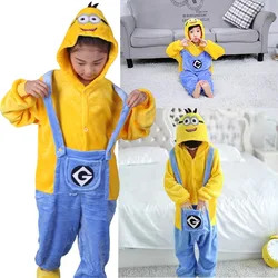 Despicable Me Minions Children's Pajamas Anime Warm Men Girls Bathrobe Thick Long Sleeve Furniture Clothing Flannel Robe Gift