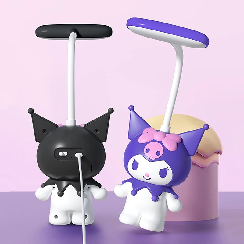 Kawaii Kuromi Eye Protection Table Lamp Anime Sanrio Girly Heart Cute Bedroom Bedside Night Light Cartoon Lamp