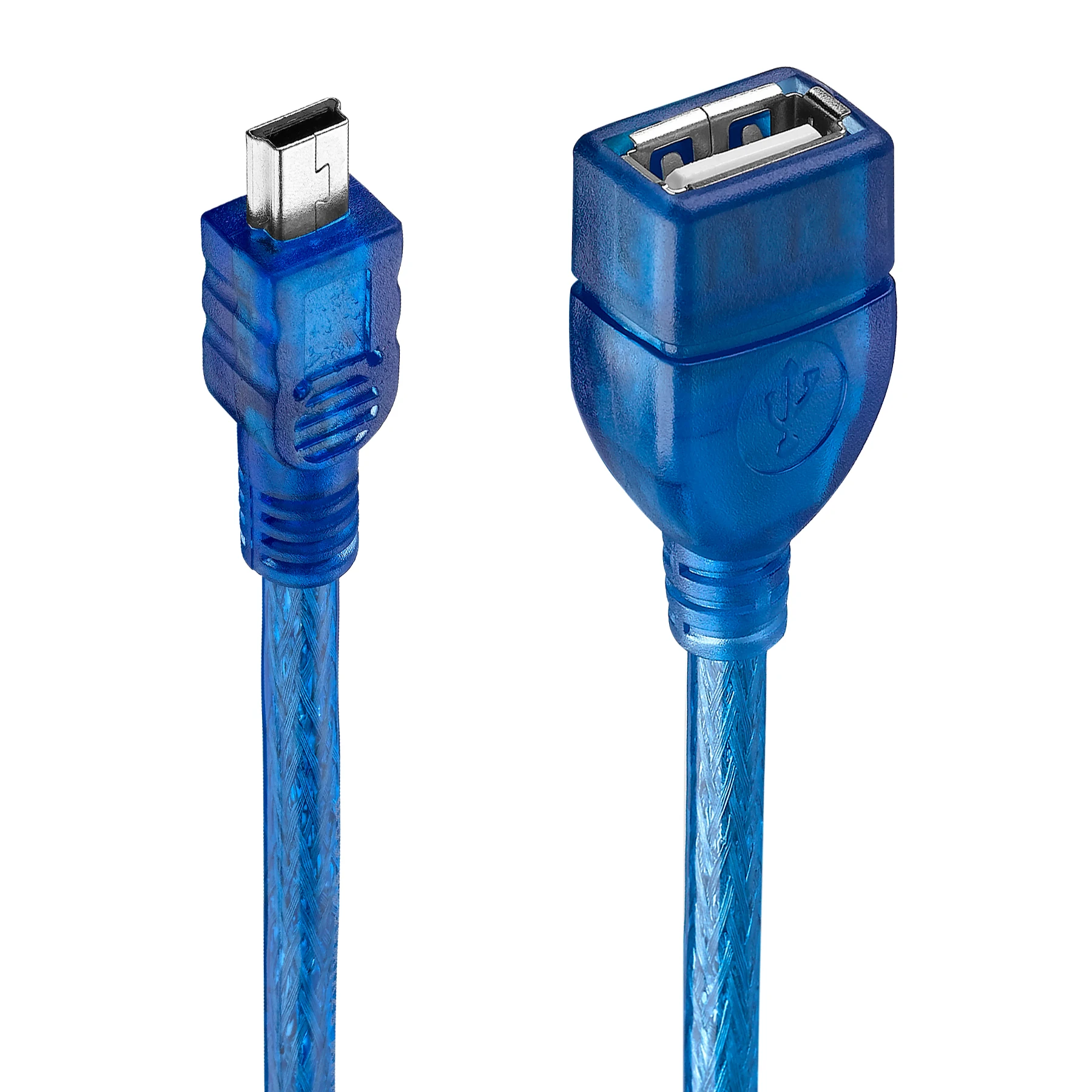 Bochara Mini 5Pin OTG Mini 5P Male to USB Female Extension Cable M/F Dual Shielding(Foil+Braided) High Speed 30cm 50cm