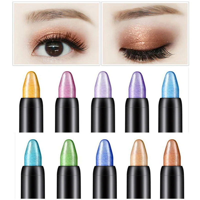 Waterproof Pearlescent Eyeshadow Pencil Stick 15 Colors Lasting Glitter Shimmer Eye Shadow Pen Eyeliner Stick Eyes Makeup Tools