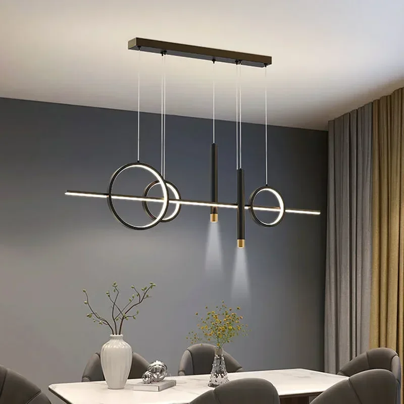 Imagem -02 - Dimmable Nordic Pendant Lamp Ring Design Lustres de Teto para Mesa Sala de Jantar Bar Cozinha Decoração de Casa Luminária Suspensa