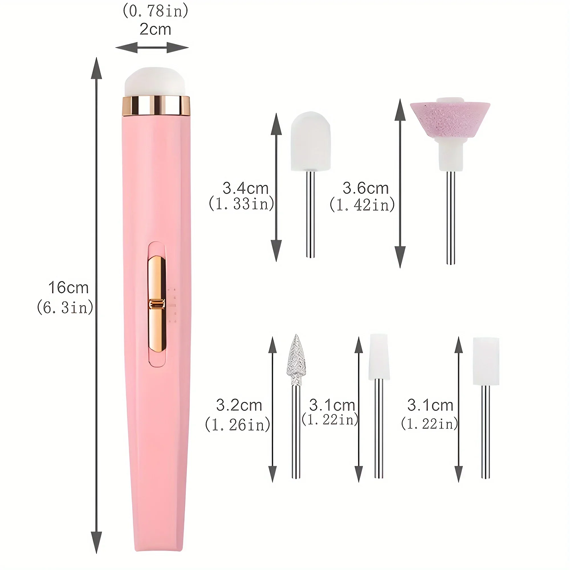 Máquina de broca elétrica unha polonês com luz, Mini portátil, Manicure Art Pen Tools, Gel Remover, 15 em 1