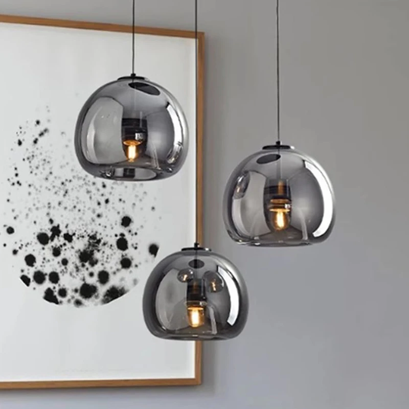 Restaurant Led Pendant Modern Circular Glass Lighting For Loft Living Room Study Pendant Home Decor Indoor Lighting Fixtures