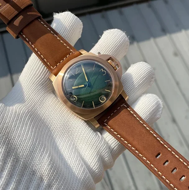 

Мужские автоматические часы STEELDIVE, бронзовые, 45 мм, механические наручные часы для дайвинга, водонепроницаемые до 100 бар, C3, светящиеся, NH35, сапфировое стекло