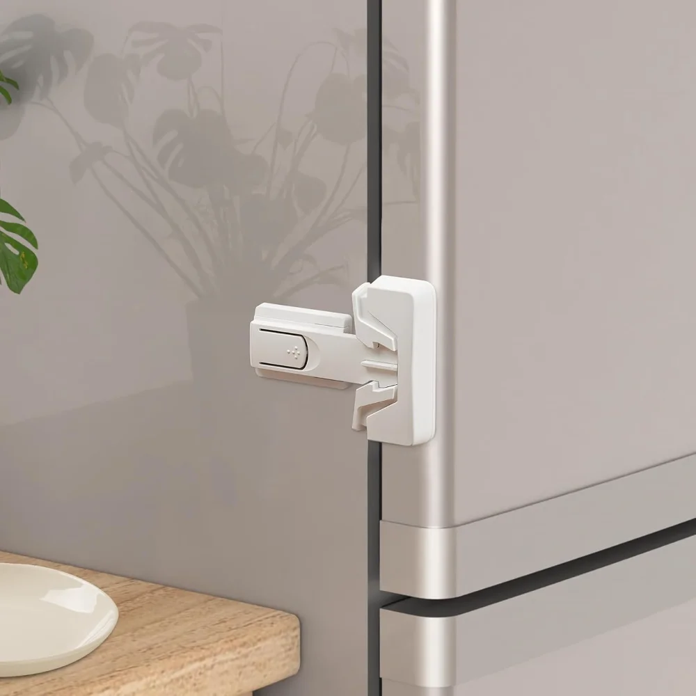 Refrigerator Fridge Freezer Door Lock for  and Aging Seals, Child Proof Refrigerator Latch Lock to Keep Door Closed, No Tools Re