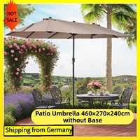 Comanlai Beige Double Parasol with Hand Crank,Patio Umbrella,Oval Garden Umbrella with 12 Metal Ribs,460x270x240cm,without Base